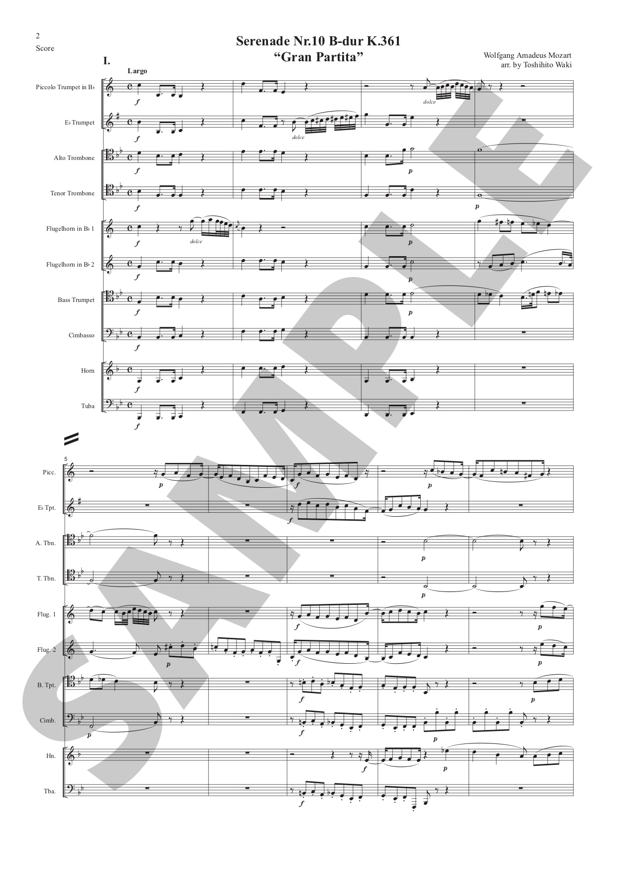 セレナーデ K.361 「グラン・パルティータ」より (モーツァルト) 金管十重奏 | 金管アンサンブル楽譜 | NABEO Music Library
